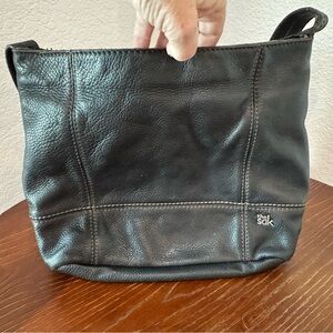 The Sak Black Leather Pebbled Shoulder Purse Bag